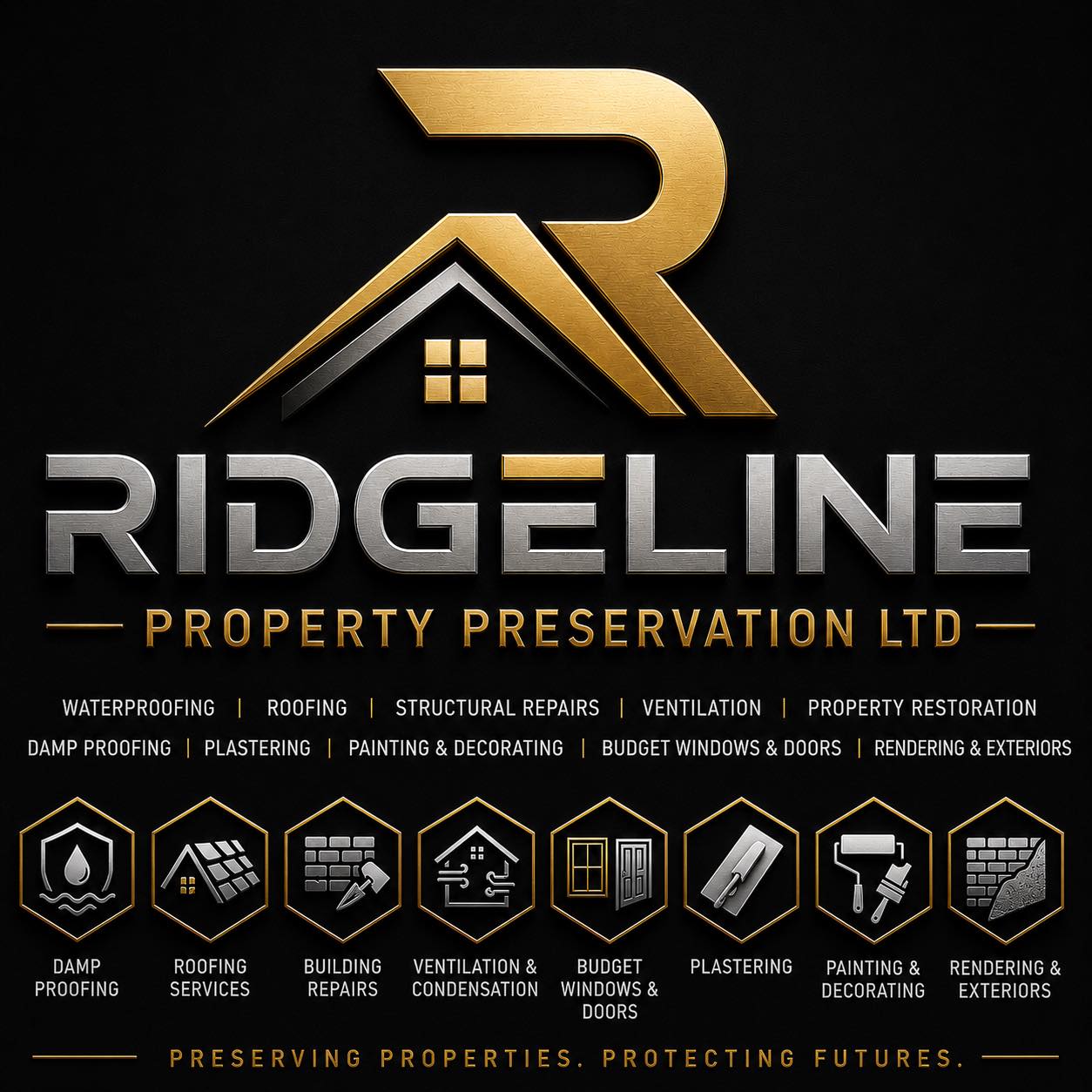 Ridgeline Property Preservation Ltd company logo and service icons
